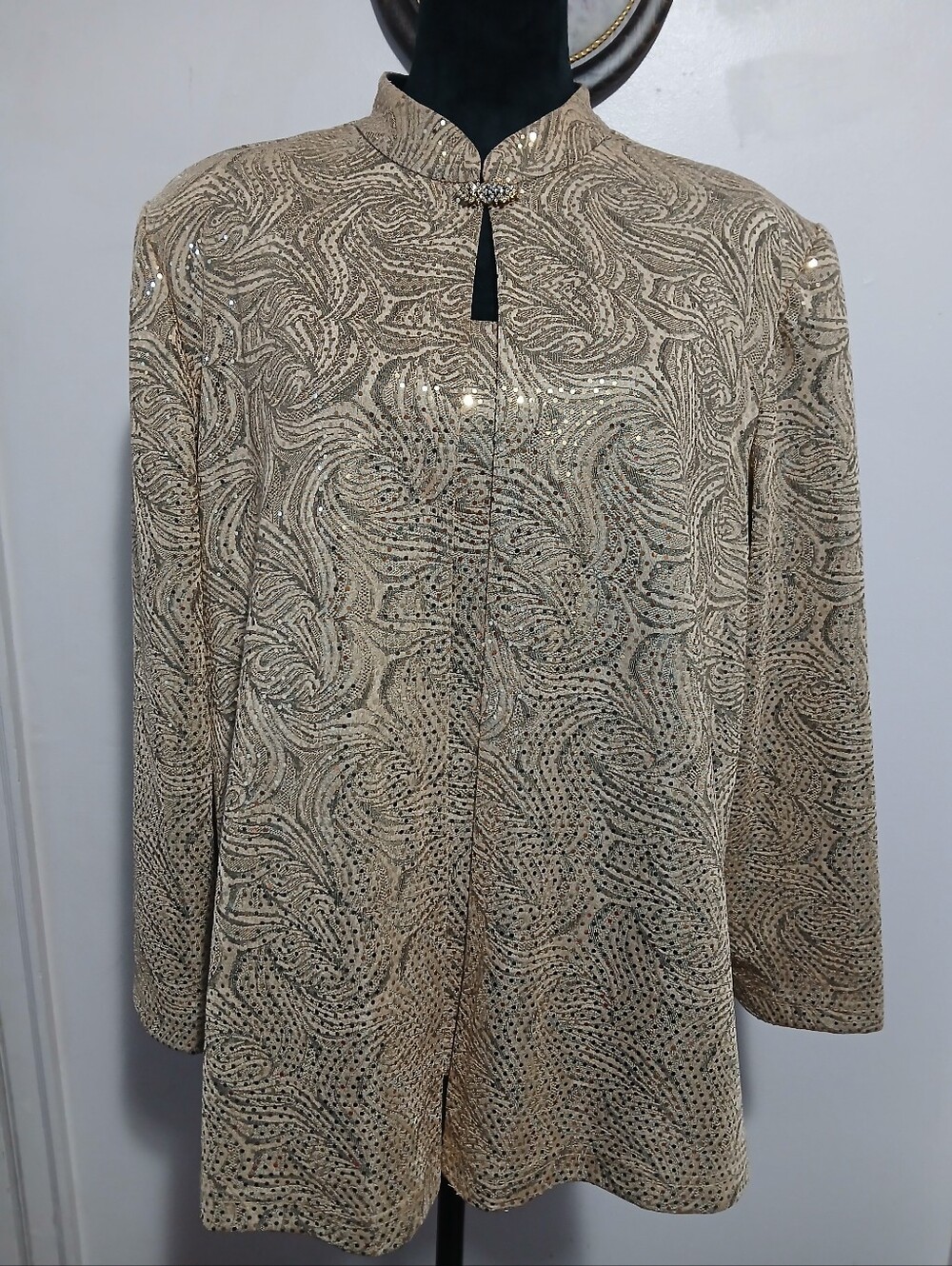R&M Richards metallic gold sequin Dual jacket & top Womens Size 20 Petite
